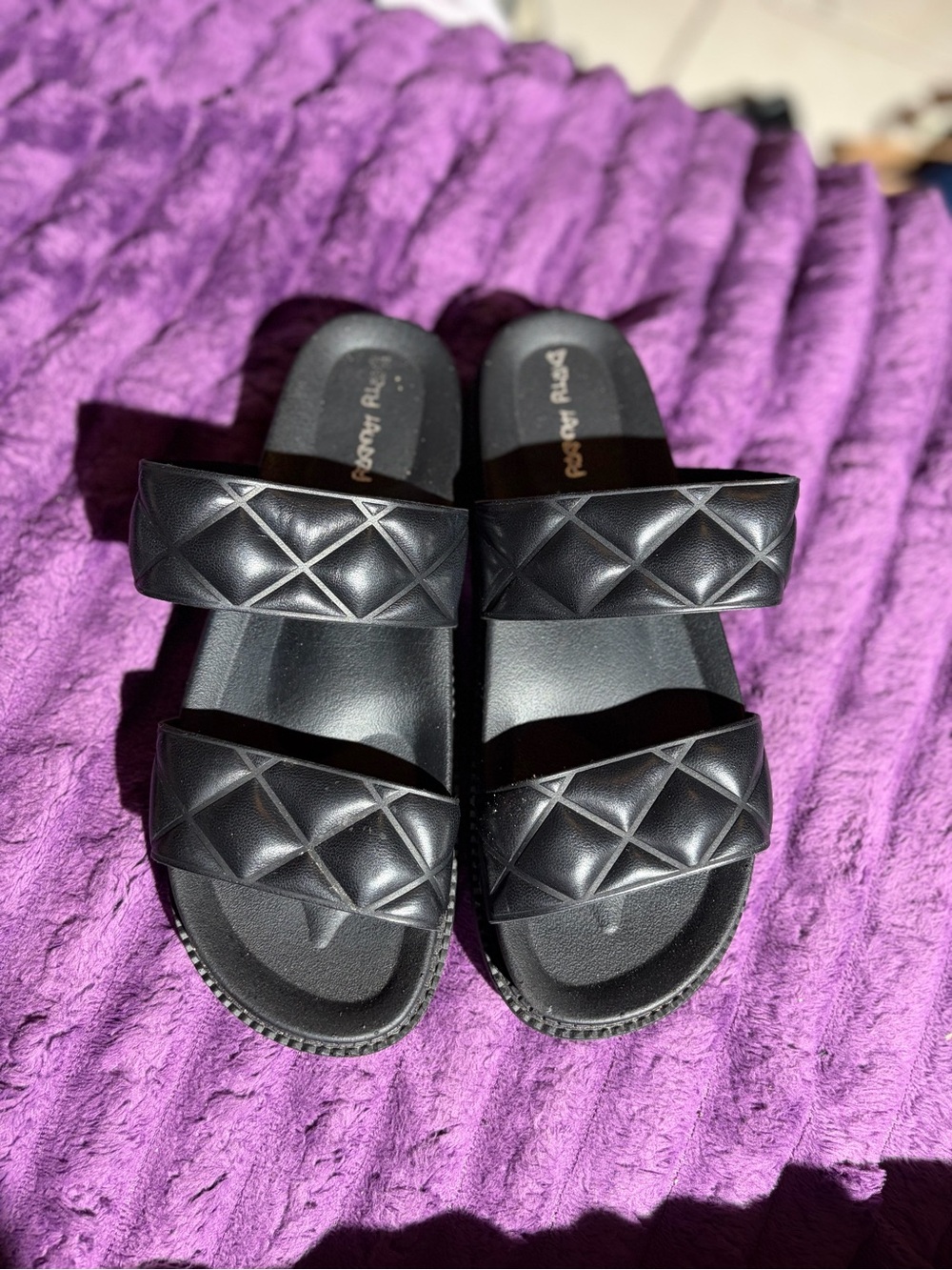 Black Quilted Slide Sandals for Kids - Comfort Footbed